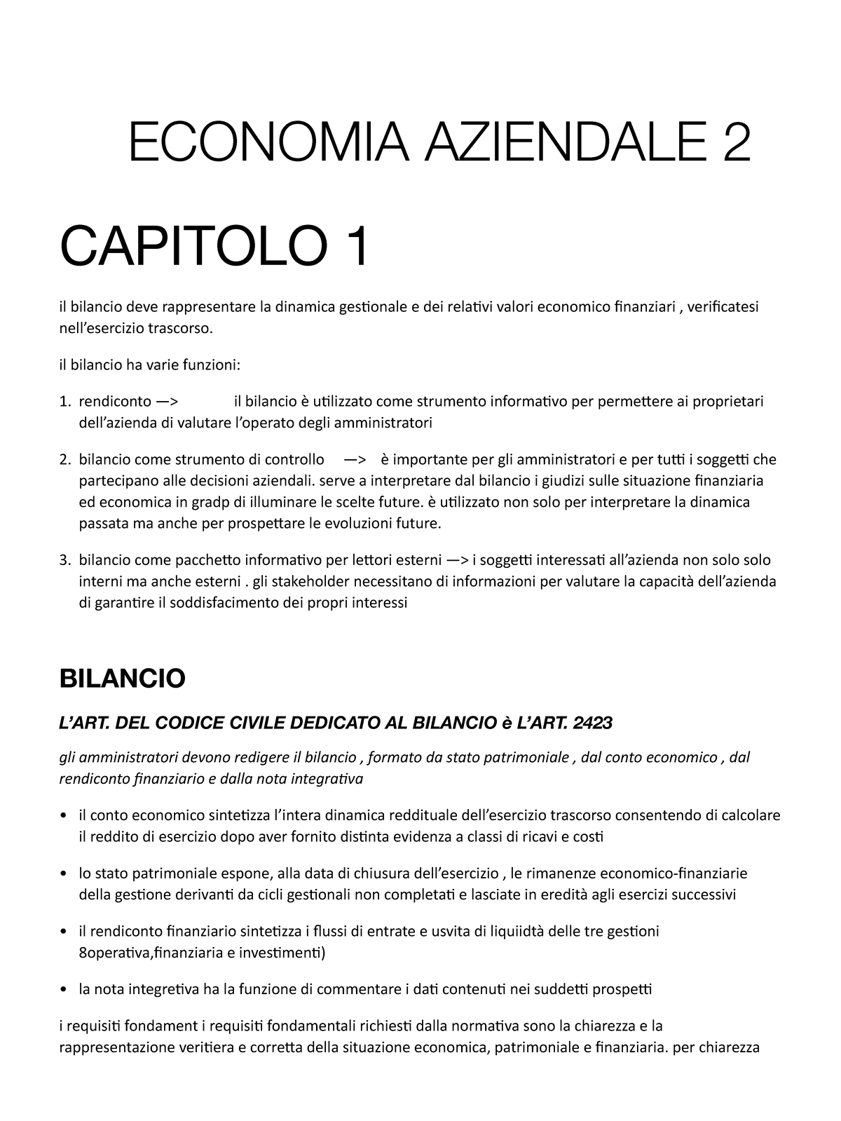 Economi Aziendale Riassunto Mio - ECONOMIA AZIENDALE 2 CAPITOLO 1 Il ...