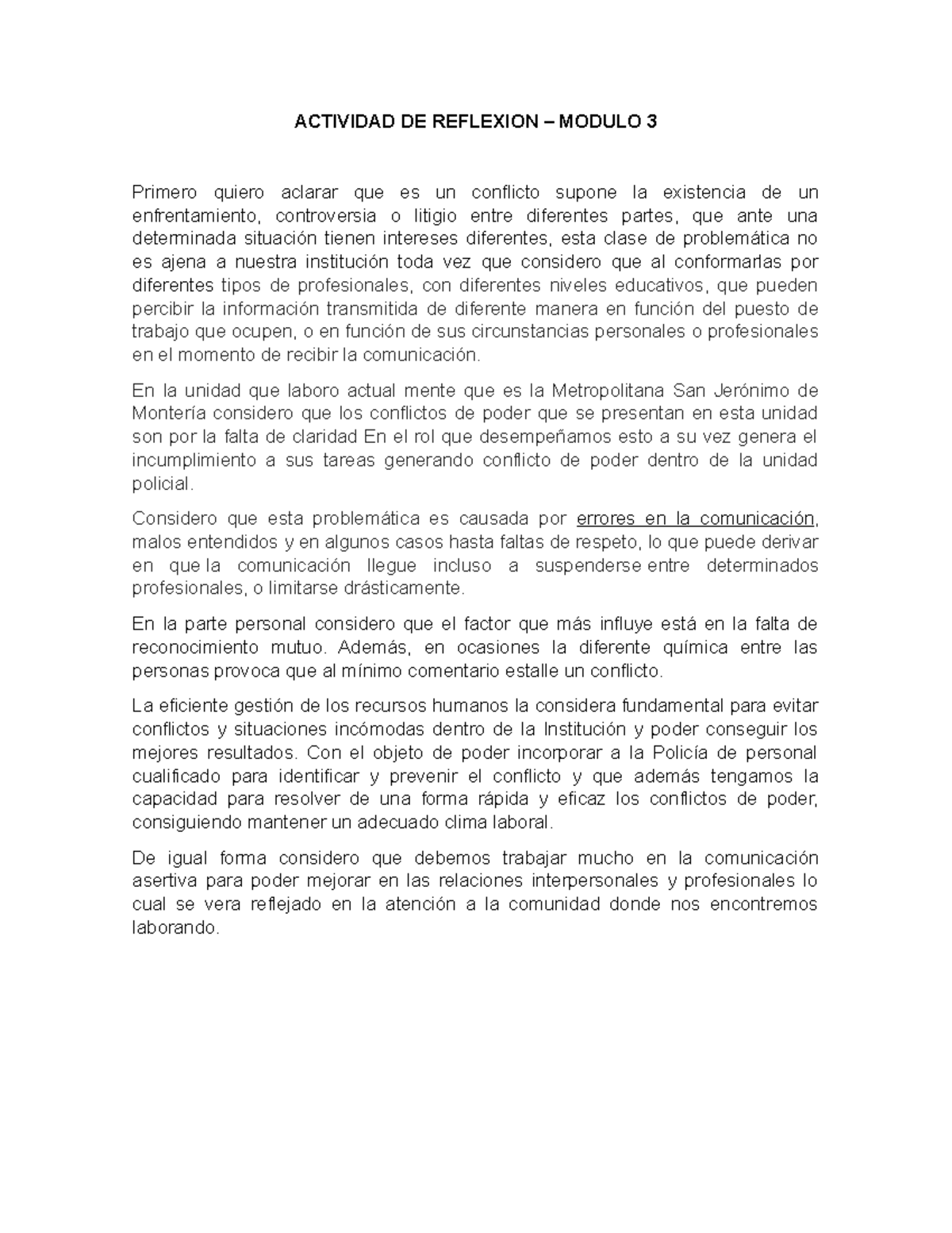 Actividad DE Reflexion Modulo 3 - ACTIVIDAD DE REFLEXION – MODULO 3 ...
