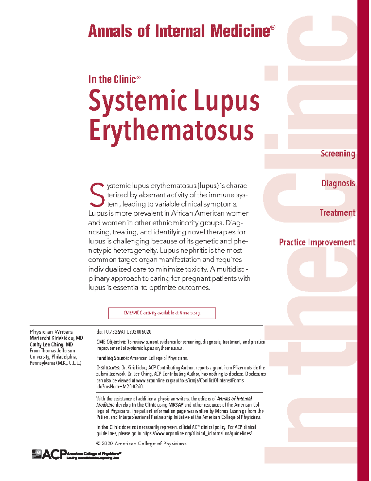 Lupus-1 - Articulo - In the Clinic ® Systemic Lupus Erythematosus ...