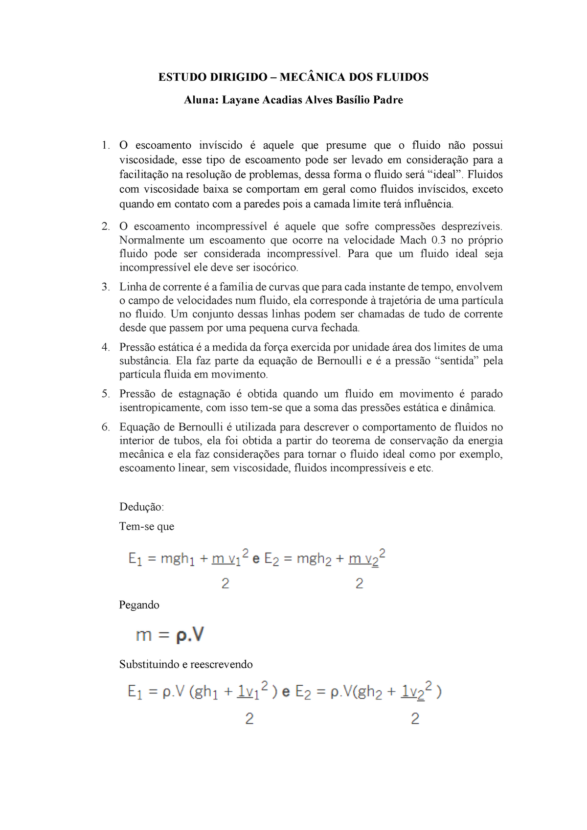 Mecânica Dos Fluidos Resumo Sobre Escoamento Inviscito E Incompressivel Camada Limite 5737