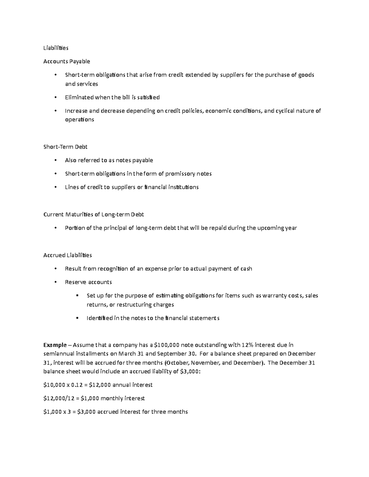 Lecture Notes 2 e - Liabilities Accounts Payable - Short-term ...