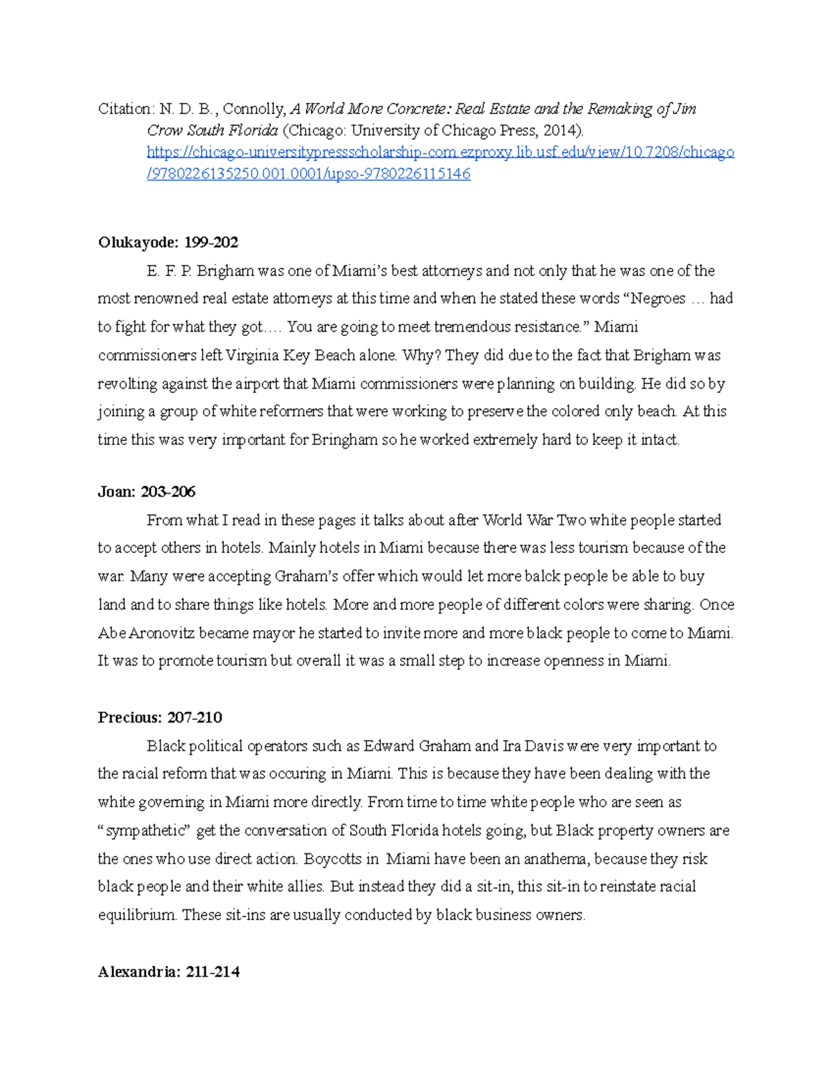 Chapter 7 Annotations - Review - Citation: N. D. B., Connolly, A World ...