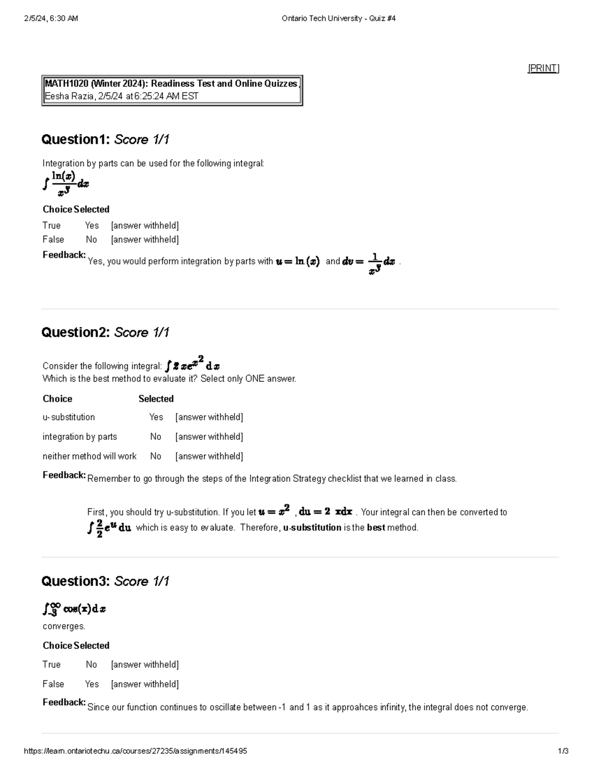 MATH1020 Quiz 4 - Integration Techniques and Hydrostatic Forces - 2/5 ...