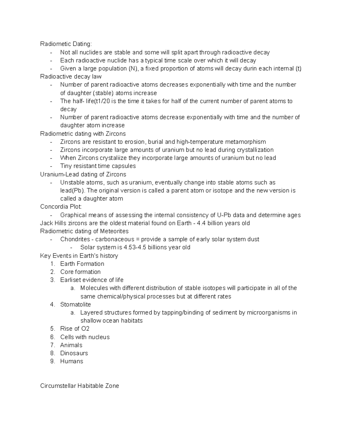 Exam 3 Notes Science - Radiometic Dating: - Not all nuclides are stable ...