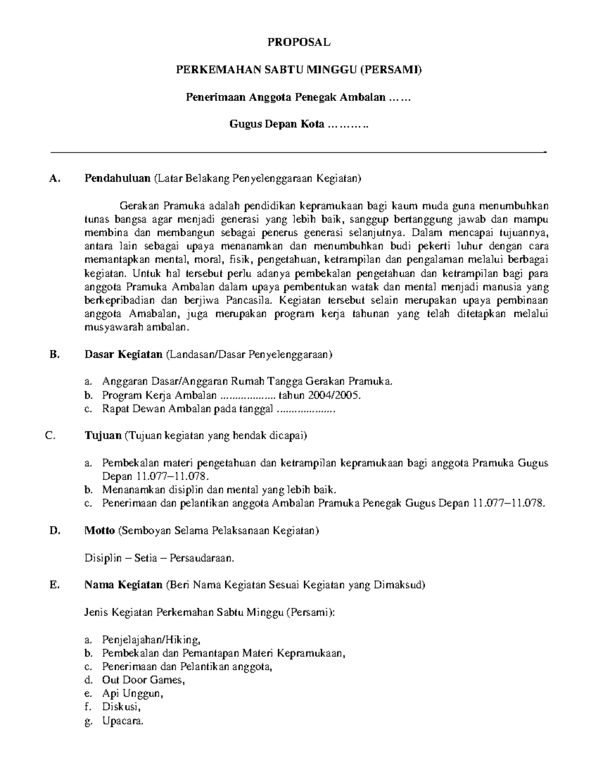 Proposal-kegiatan-persami - PROPOSAL PERKEMAHAN SABTU MINGGU (PERSAMI ...