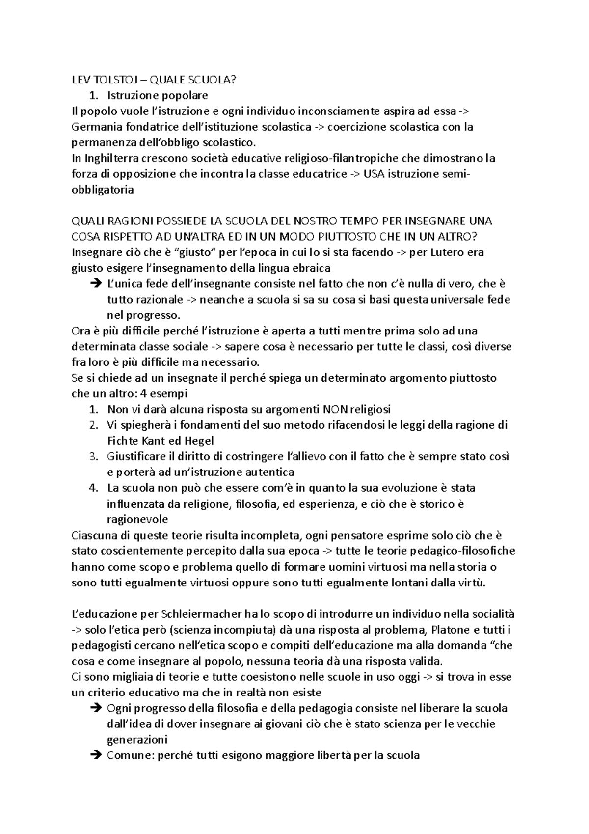 Tolstoj LEV TOLSTOJ QUALE SCUOLA? Istruzione popolare Il popolo