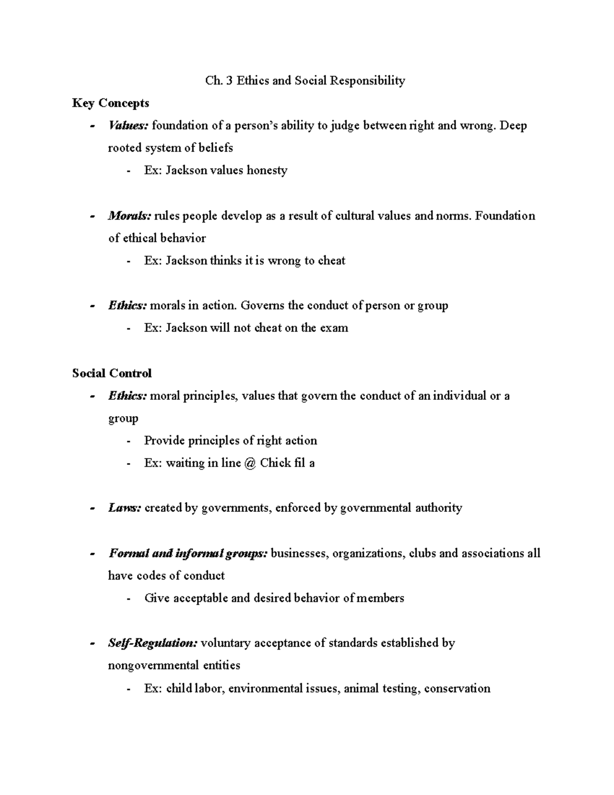 Professor Nethery Ch. 3 Marketing Notes - Ch. 3 Ethics And Social ...