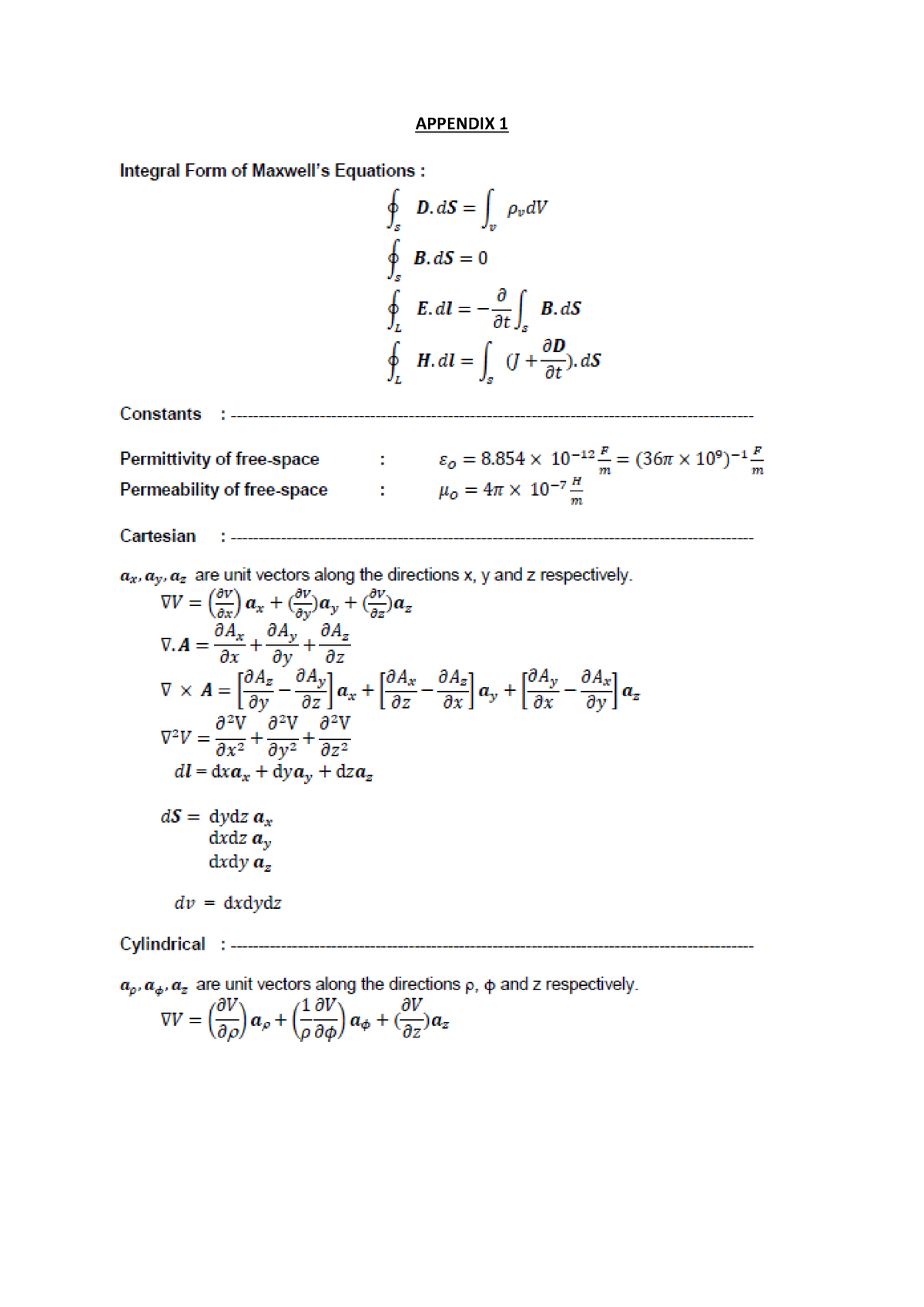 Appendices - list of formula - Electromagnetic Theory For Power ...