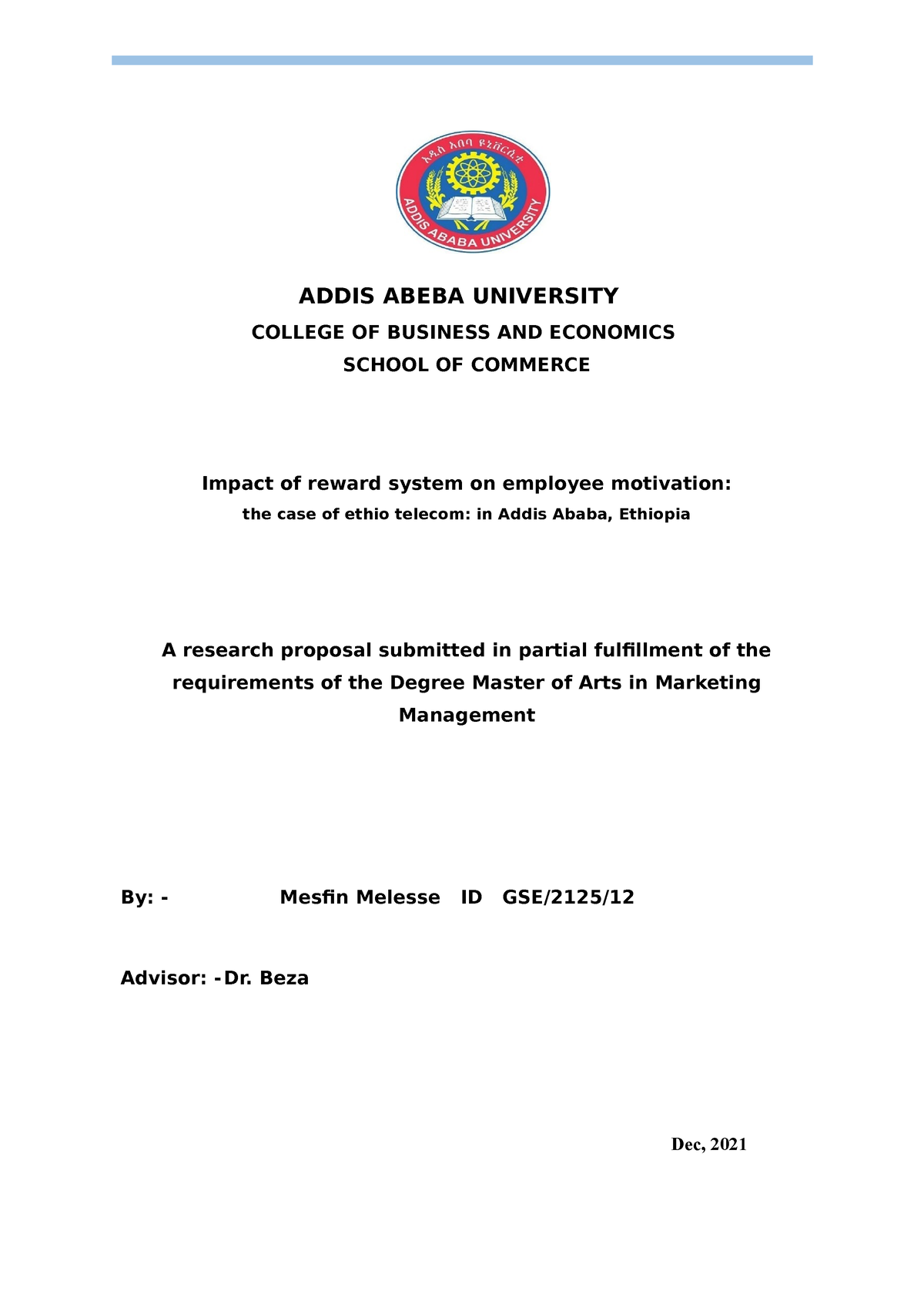 addis ababa university research proposal sample pdf free download