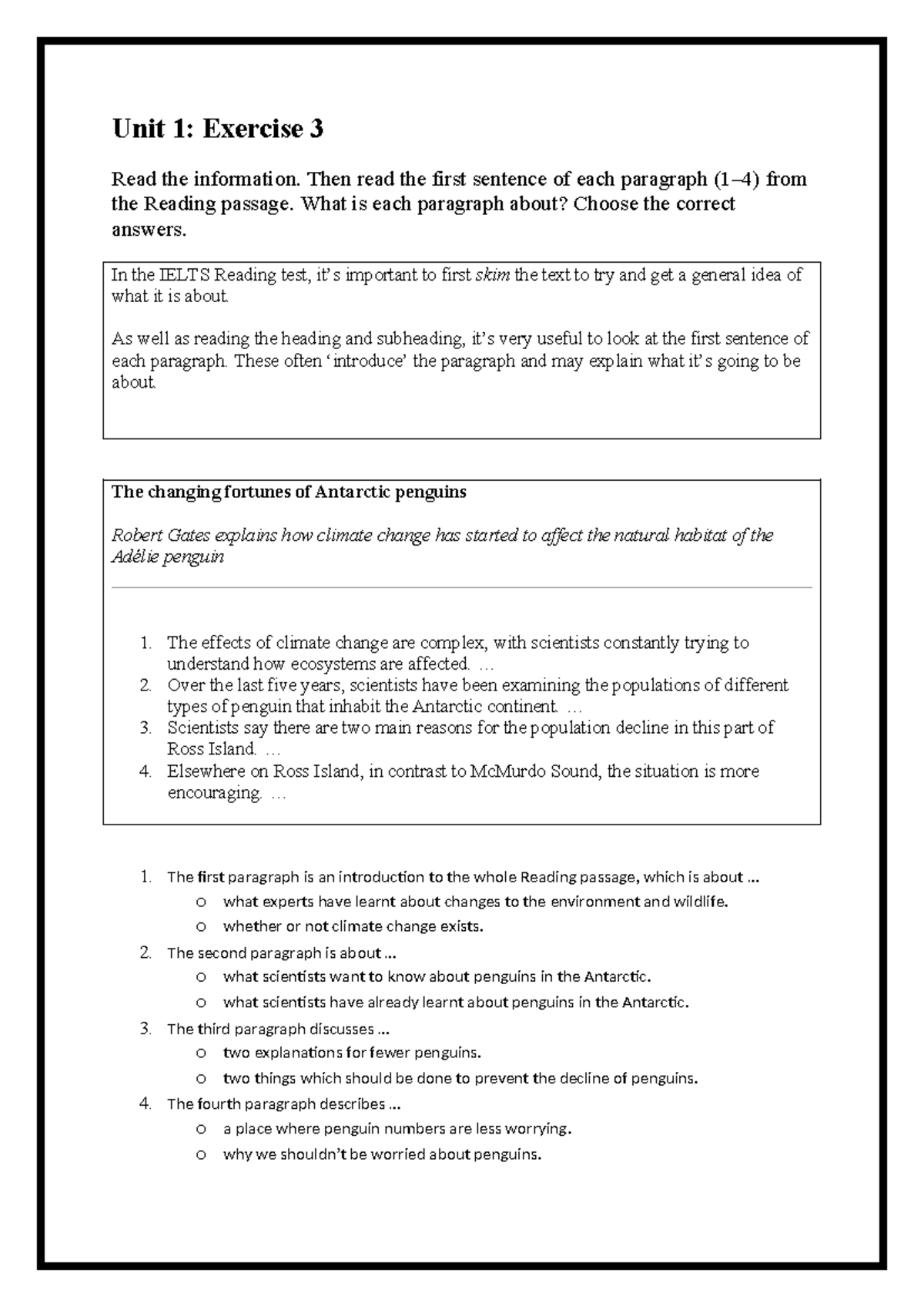 Unit 1 - Reading - L16 - Unit 1: Exercise 3 Read the information. Then ...