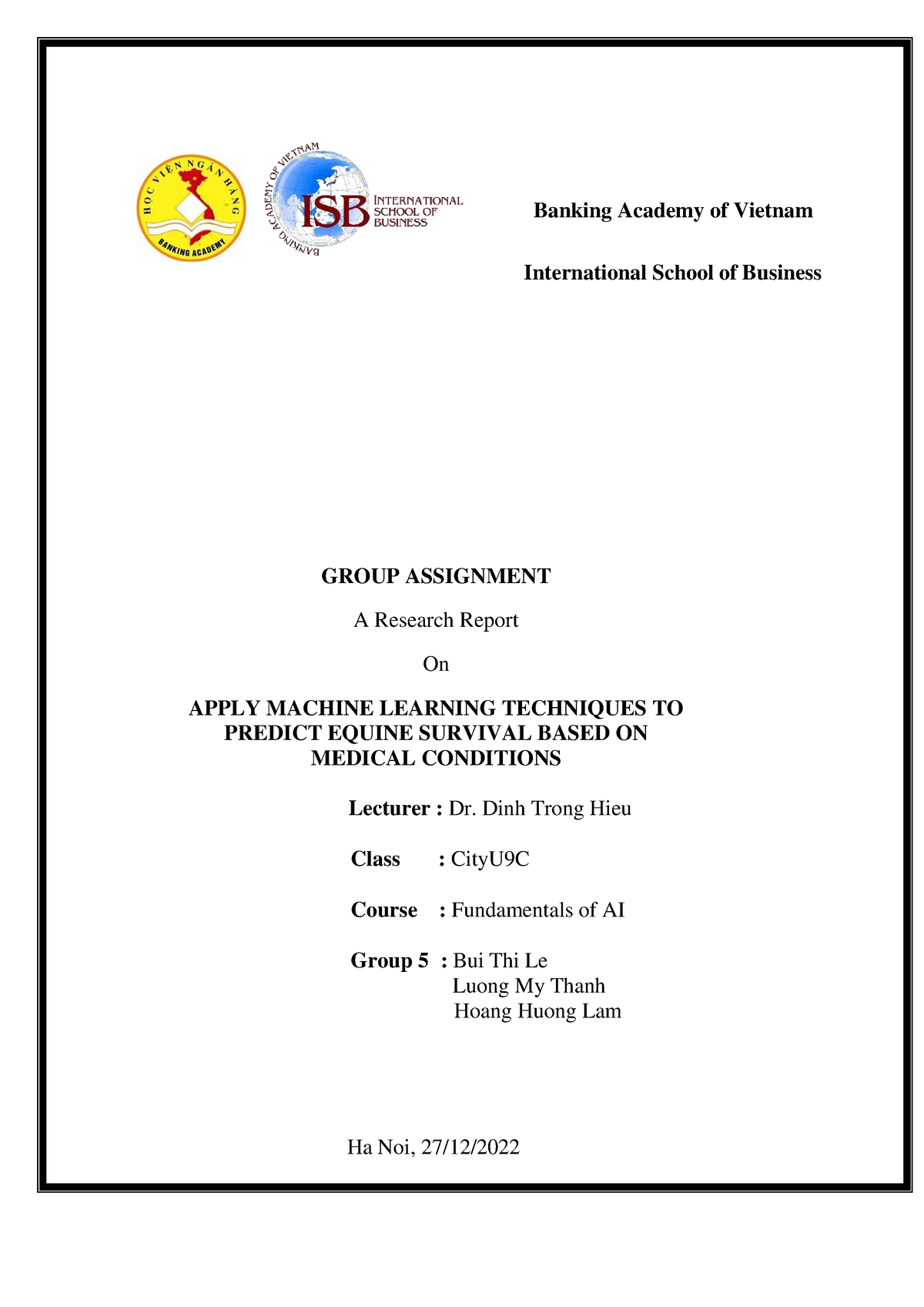 Group 5. 9C. AI Final Report - Banking Academy of Vietnam International ...