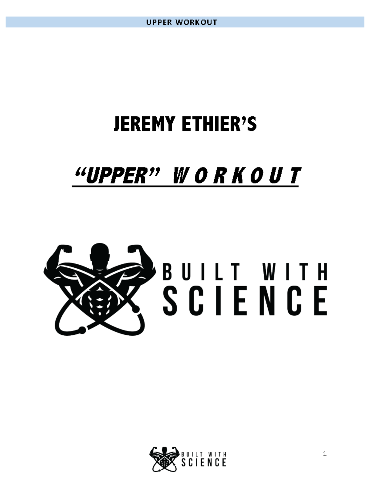 Upper Workout PDF - JEREMY ETHIER’S “UPPER” W O R K O U T // WEEKLY ...