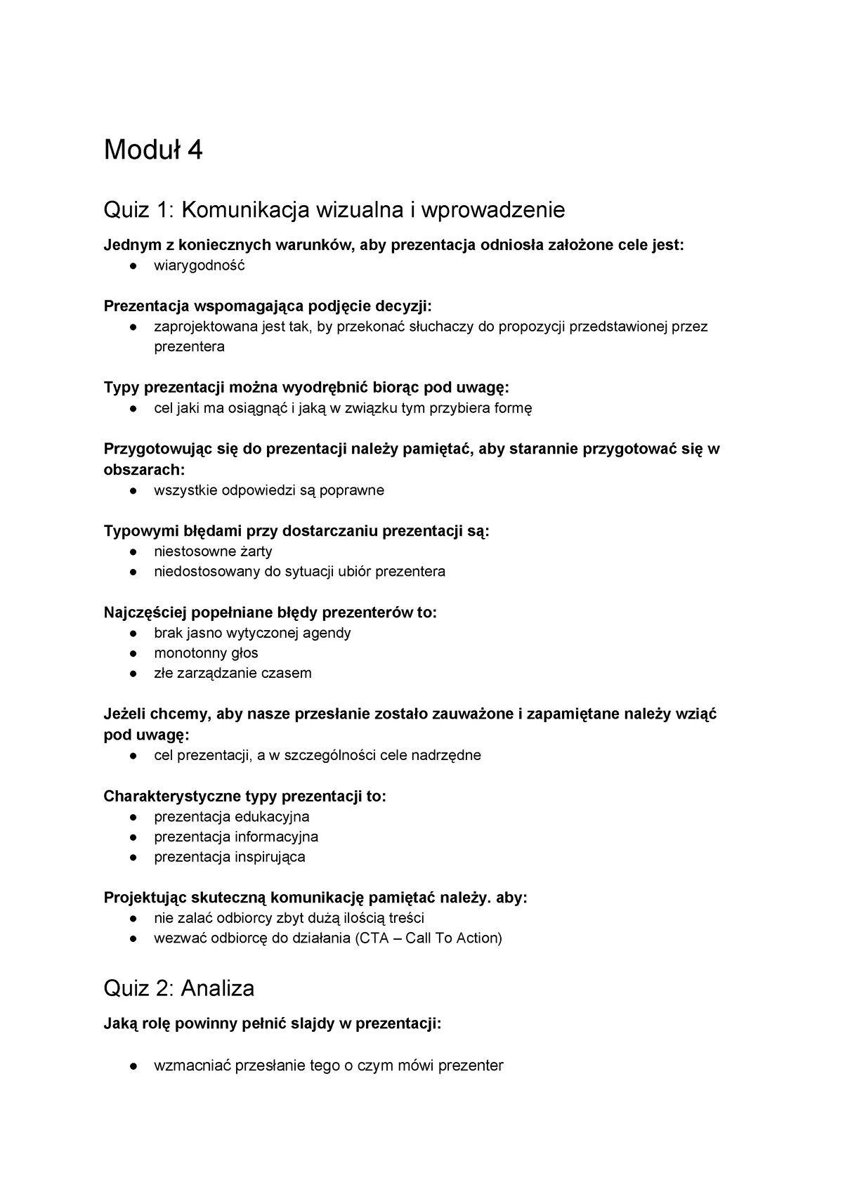 Metodyka Pracy Projektowej - Modul 4 - Moduł 4 Quiz 1: Komunikacja ...