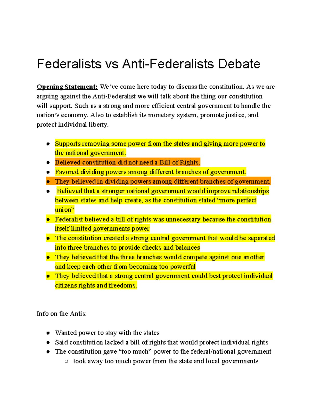 unit 1 federalists v anti federalists argumentative essay