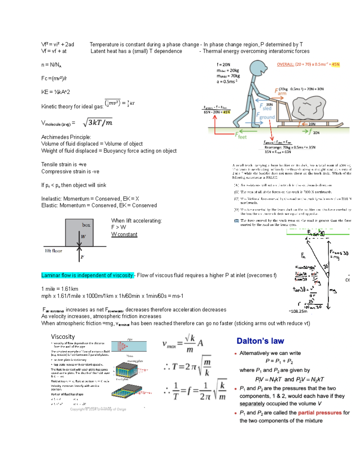 Physics - Cheat sheet for 2 weeks free - Vf 2 = vi 2 + 2ad Temperature ...