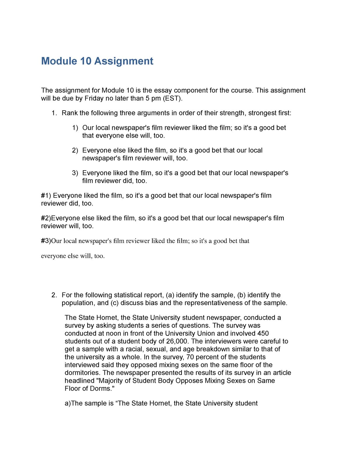 module 10 assignment answers