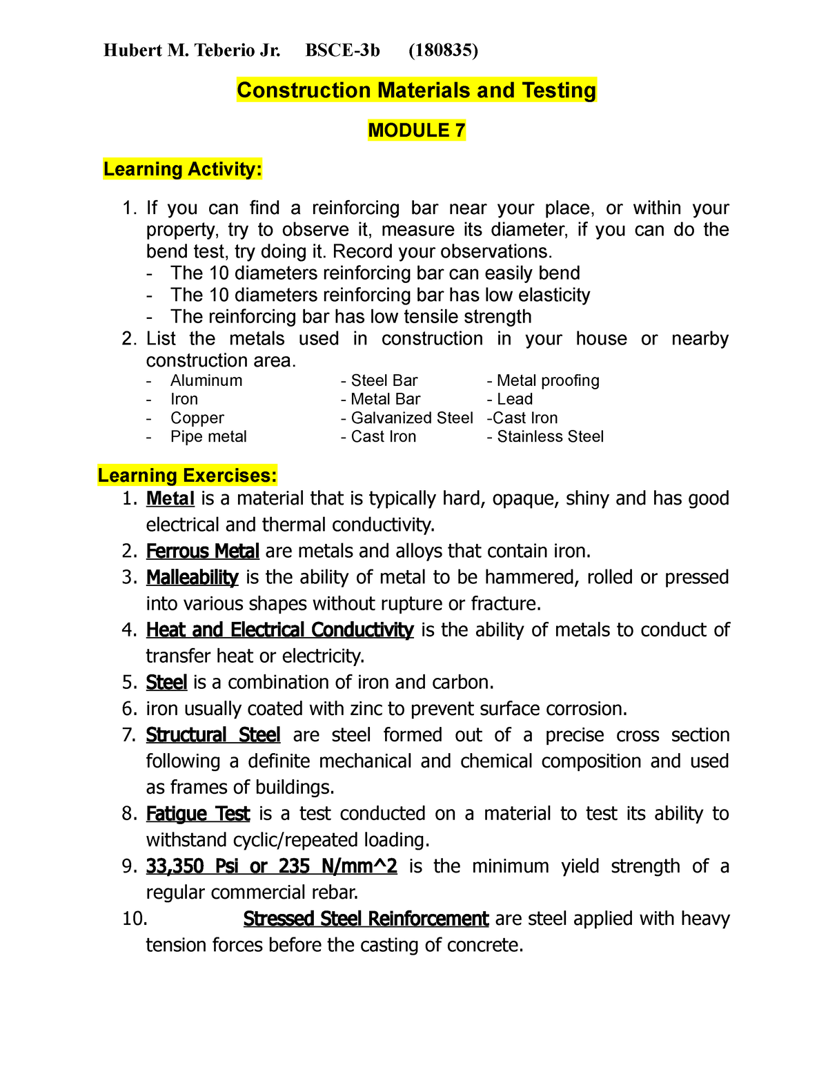 Construction And Materials Testing Activity 7 - Hubert M. Teberio Jr ...