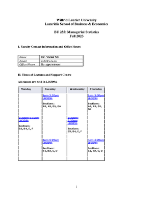 BU255 Course Outline - 2023Fall - Wilfrid Laurier University Lazaridis ...