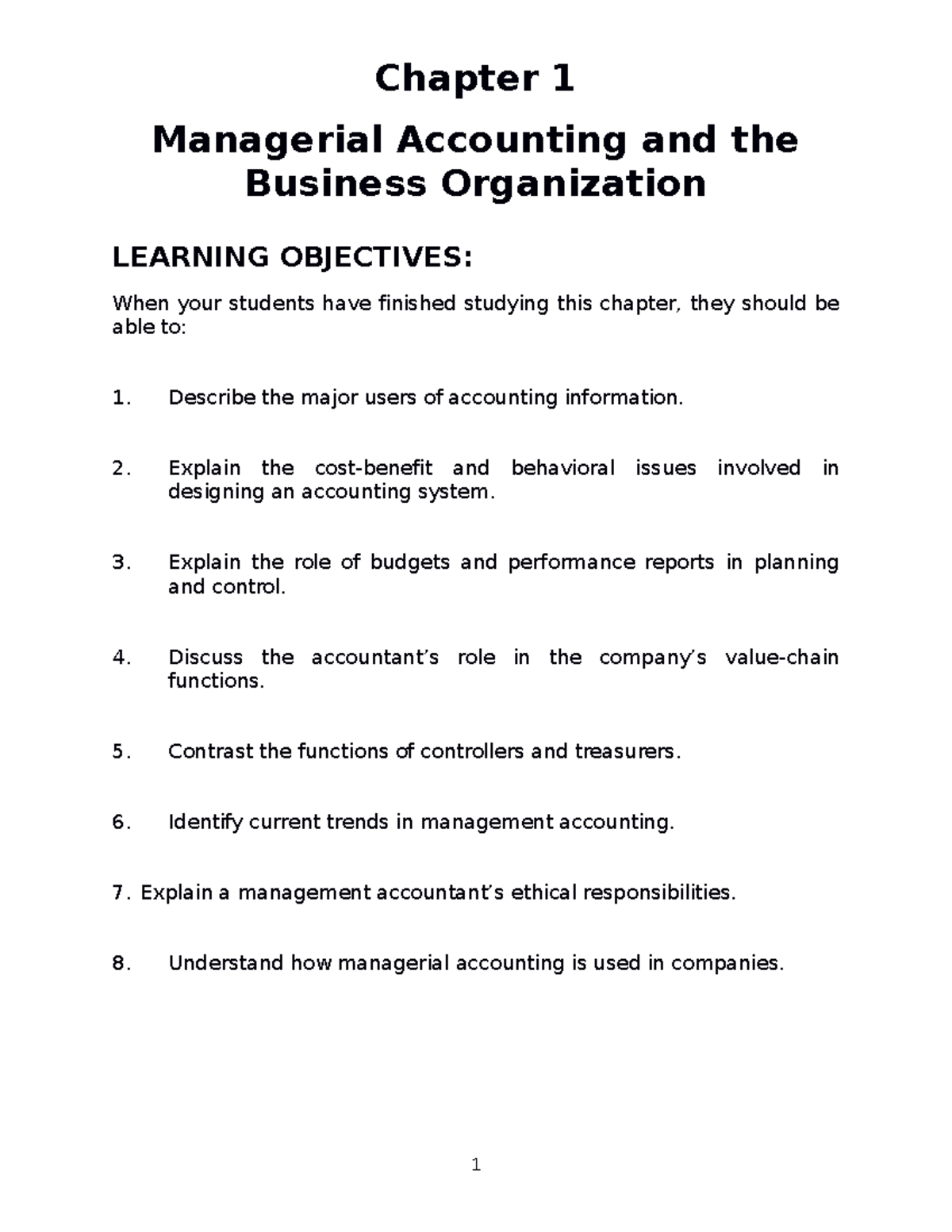 Ch01imaim - Accounting - Chapter 1 Managerial Accounting and the ...