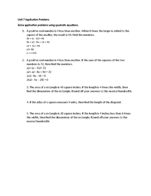 Unit 3 Problems - Unit 3 Problems Application problems Involving System ...