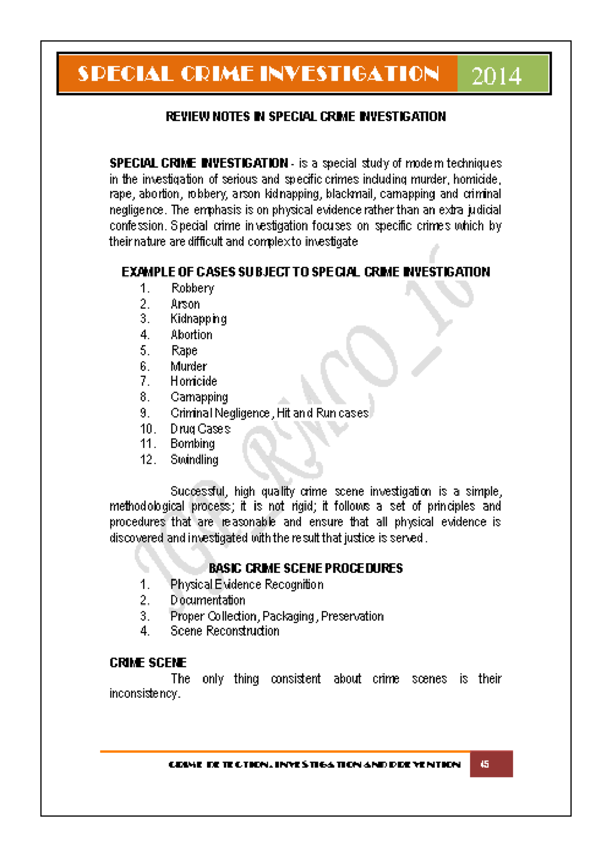SC2 - These will help eveyone. - REVIEW NOTES IN SPECIAL CRIME ...