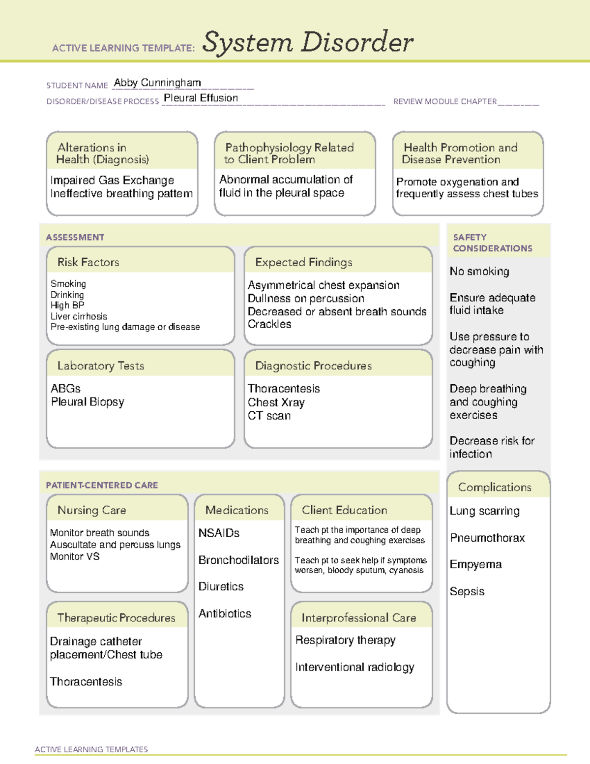 Pleural Effusion SD - ACTIVE LEARNING TEMPLATES System Disorder STUDENT ...