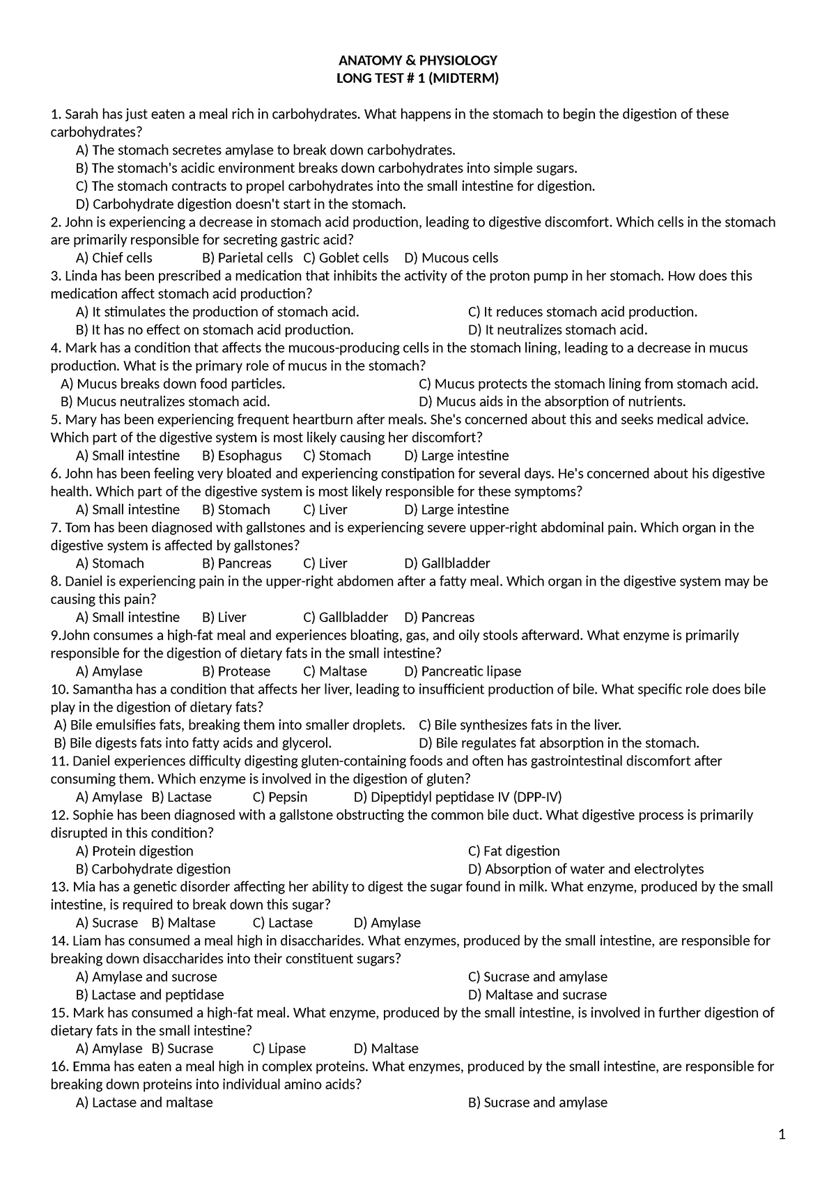 Anatomy long test for BSN 1-C ready to print - ANATOMY & PHYSIOLOGY ...