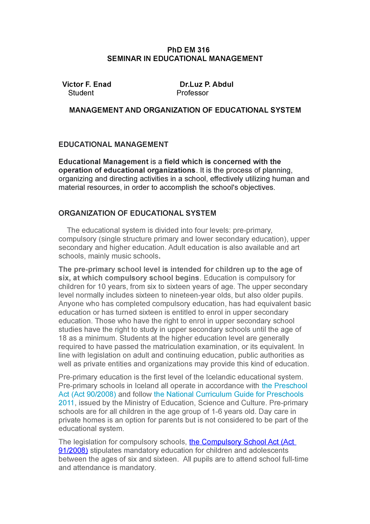 phd major in educational management