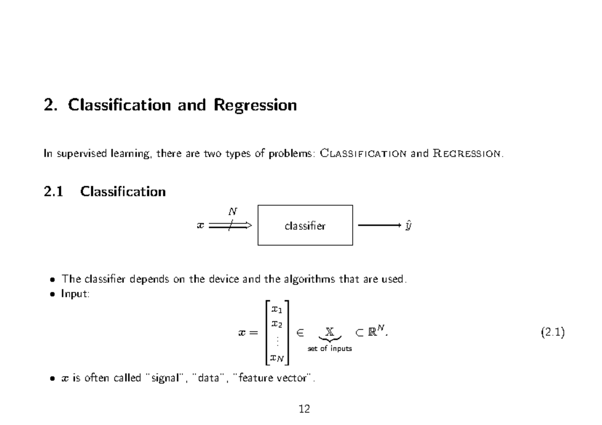 Main parts of the lecture notes - 2. Classification and Regression In ...
