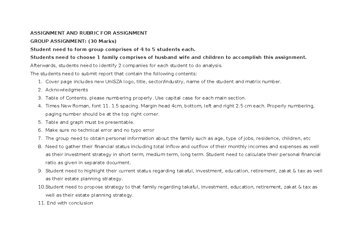 Wealth Group Assignment APR 2024 - ASSIGNMENT AND RUBRIC FOR ASSIGNMENT ...