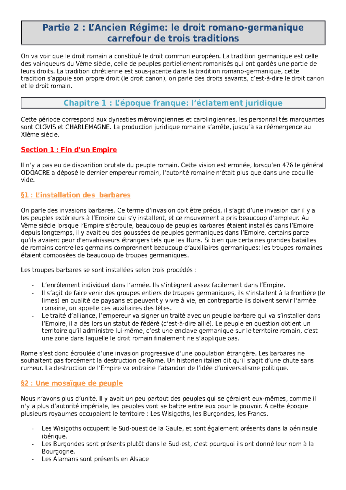 Partie 2 Chapitre 1 - Introduction historique au droit, L1 Droit ...