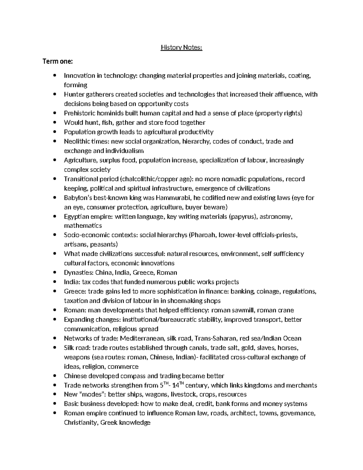 History notes - History Notes: Term one: Innovation in technology ...
