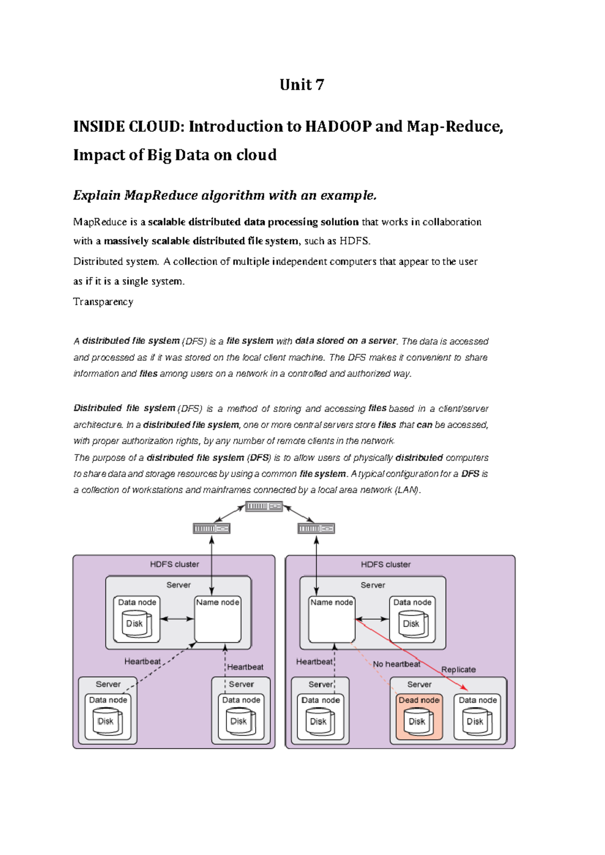 CC UNIT-7 - Inside Cloud: Introduction to MapReduce and Hadoop-over ...