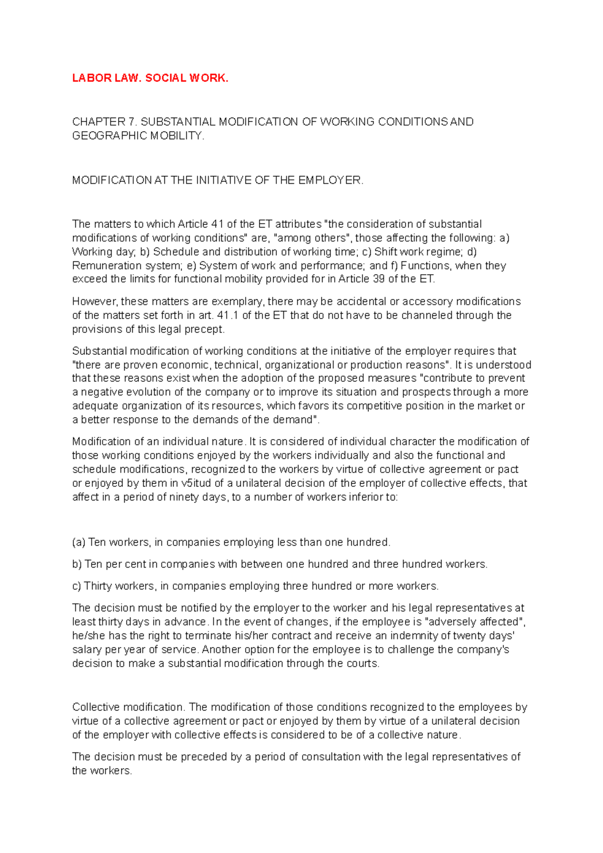 Labor LAW. Social WORK. 10 LABOR LAW. SOCIAL WORK. CHAPTER 7