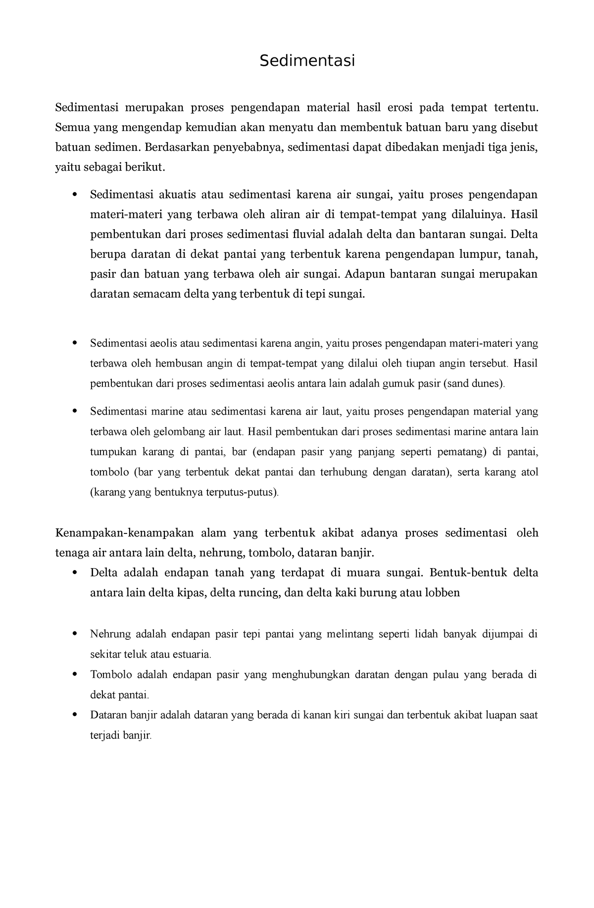 Sedimentasi - Sedimentasi Sedimentasi Merupakan Proses Pengendapan ...