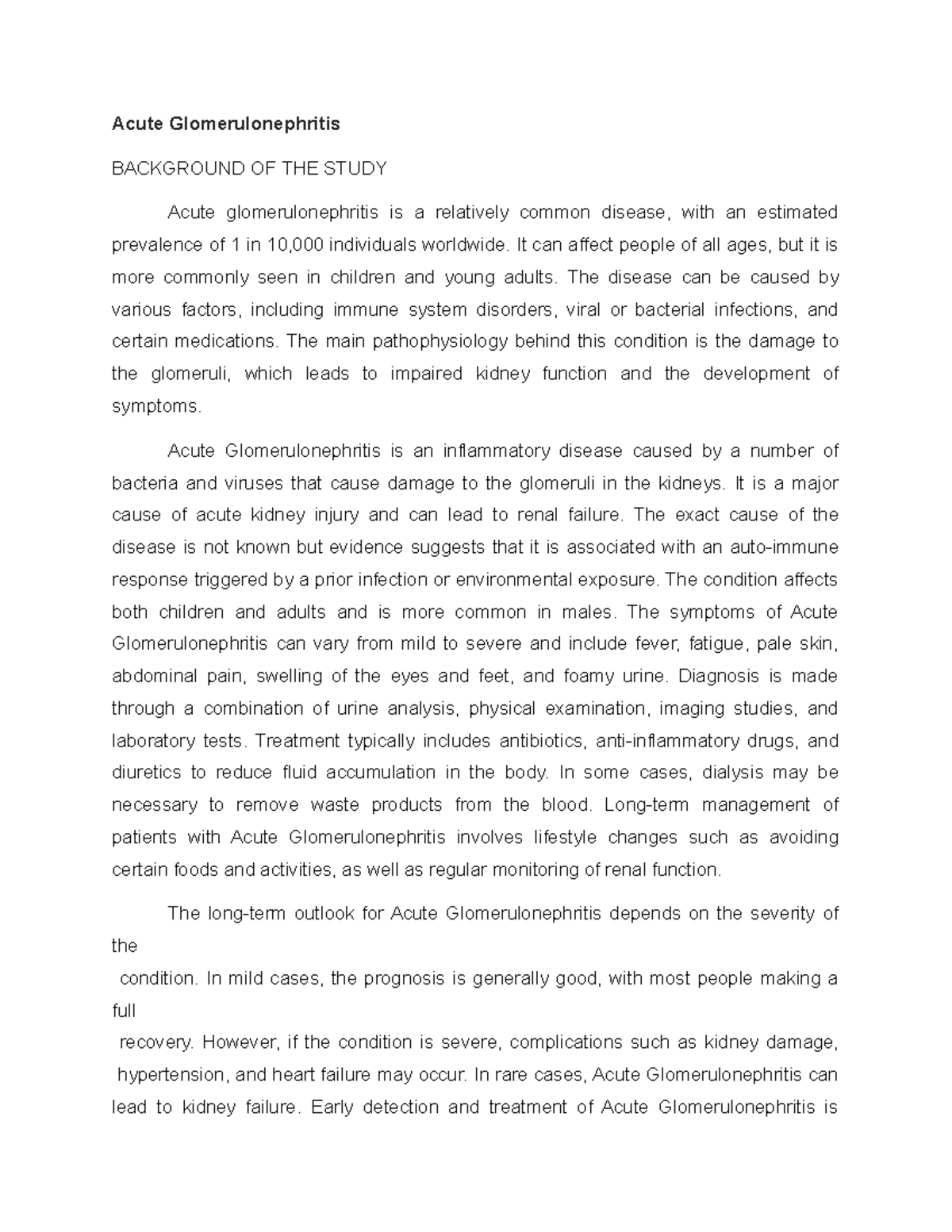 Acute Glomerulonephritis ; Group 1 BSN 2B - Nursing Informatics - Acute ...