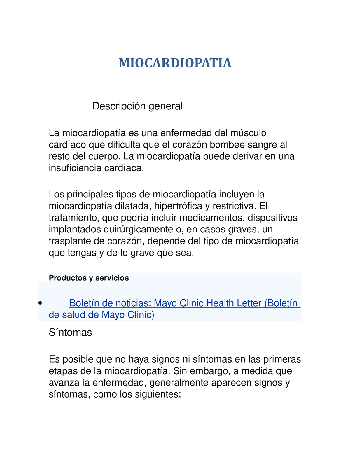 Enfermedades Cardiovasculares Miocardiopatia Studocu