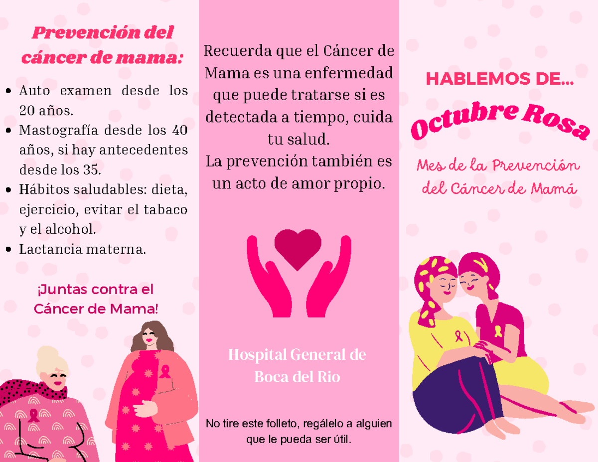 Folleto sobre la prevención del cáncer de mama rosa - Mes de la ...