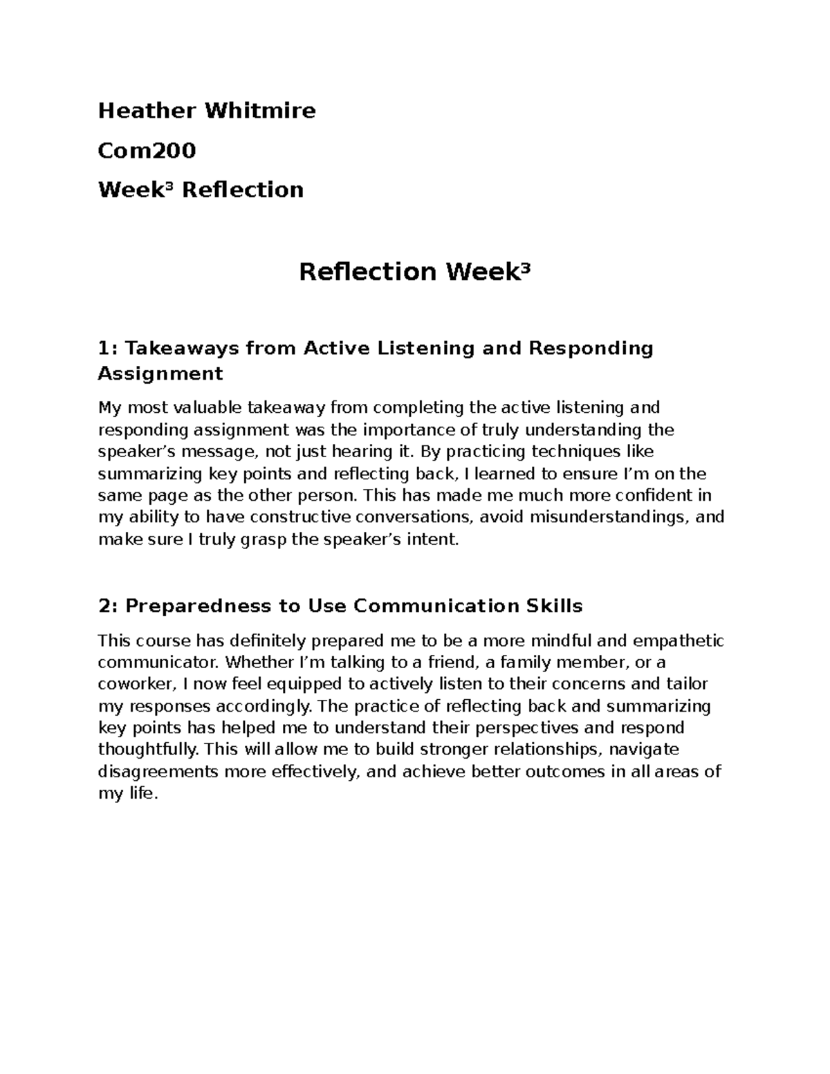 COM200 Week³ Reflect - Received Perfect Score - Heather Whitmire Com ...