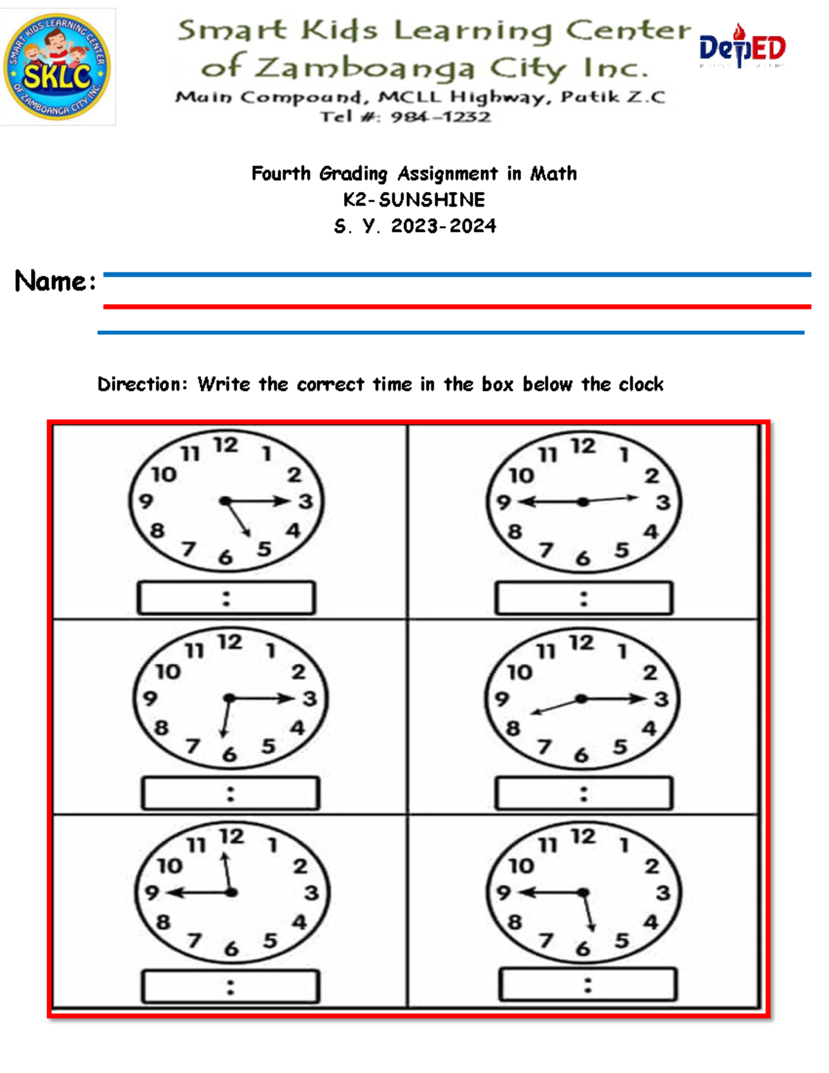 Math-assignment clock and problem solving - Early Childhood Education ...