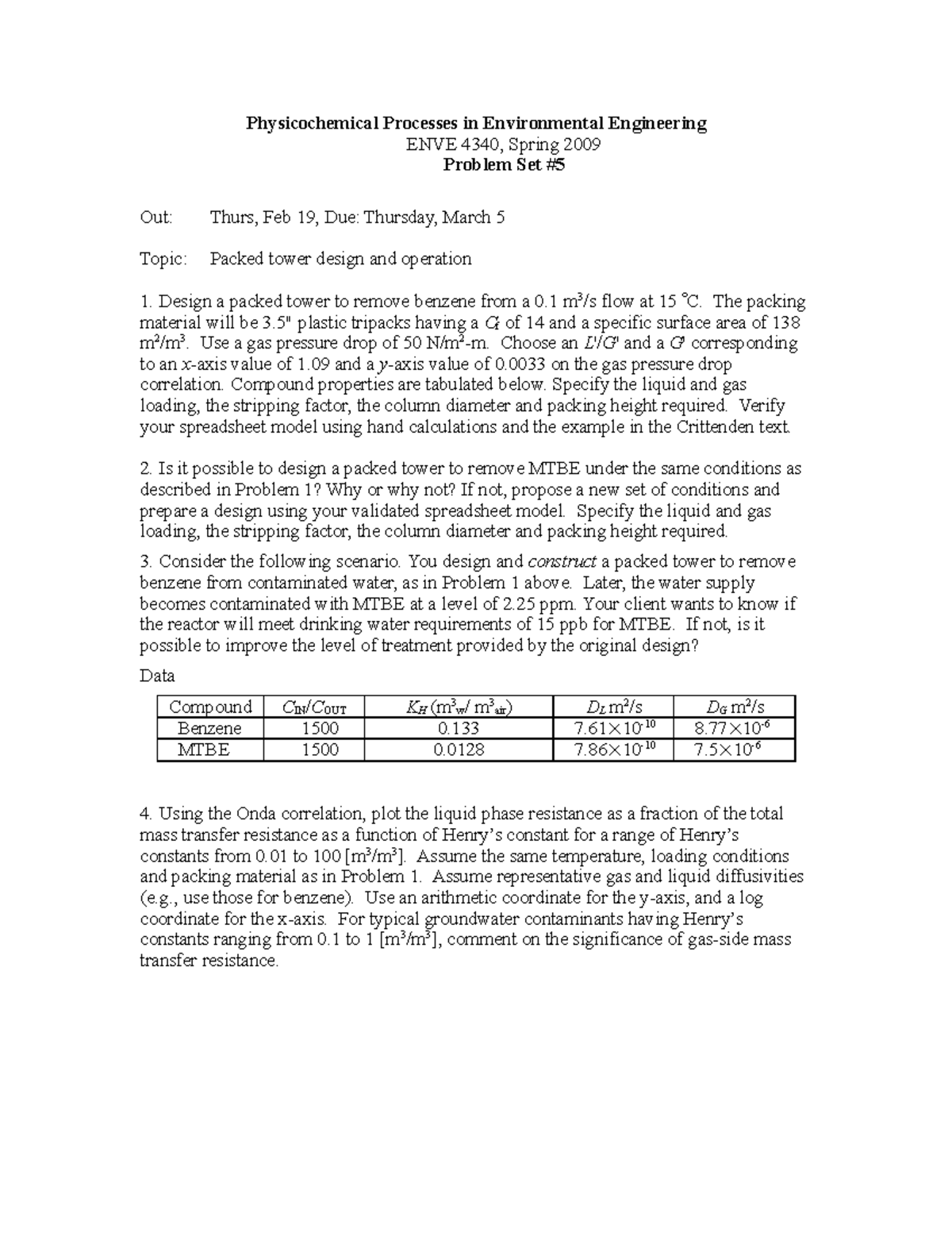 434HW5 09 - Homework - Physicochemical Processes In Environmental ...