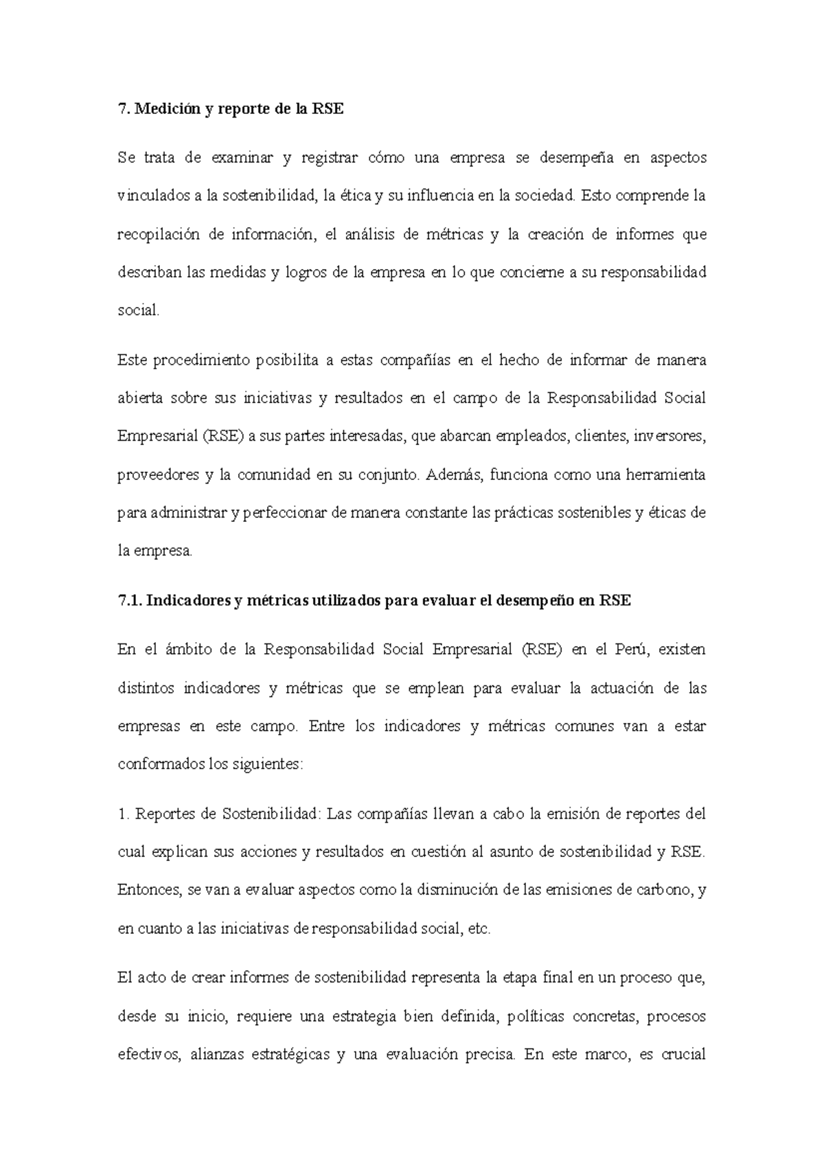 Medición y reporte de la RSE - Medición y reporte de la RSE Se trata de ...