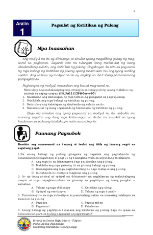 Modyul SA FIL 101- Kalikasan AT Istruktura NG Wikang Filipino - F ...