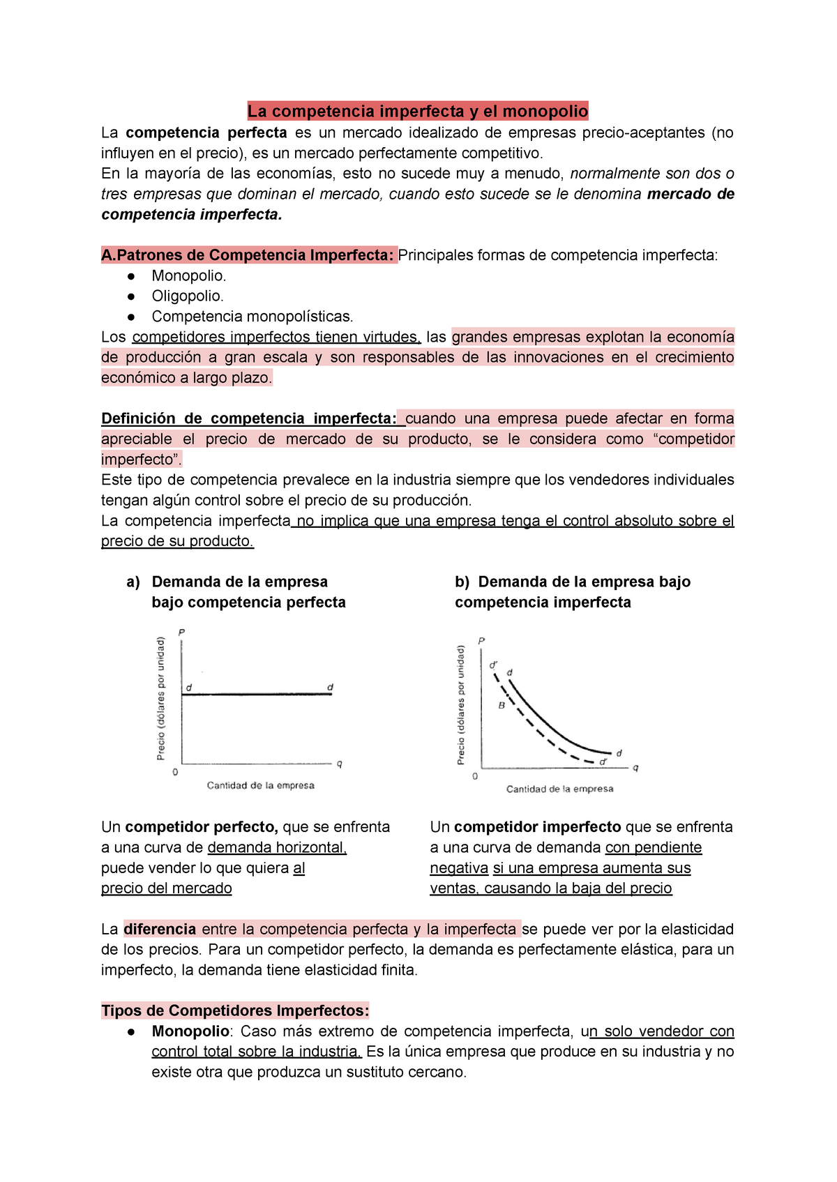 ejemplos de competencia imperfecta