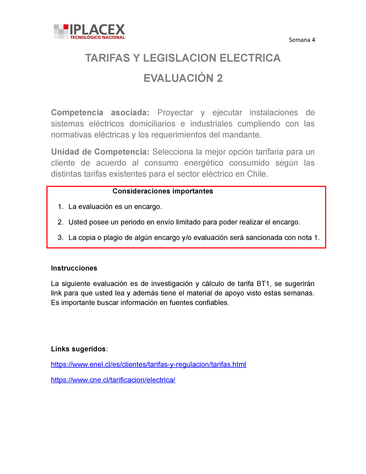 TA 4 - Trabajo 4 - TARIFAS Y LEGISLACION ELECTRICA EVALUACIÓN 2 ...