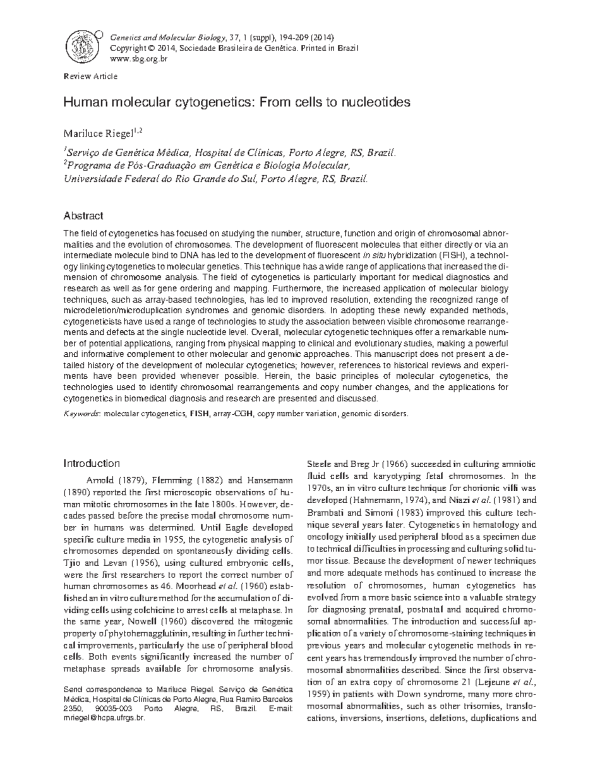 Artículo FISH, HCG - FISH - Human molecular cytogenetics: From cells to ...