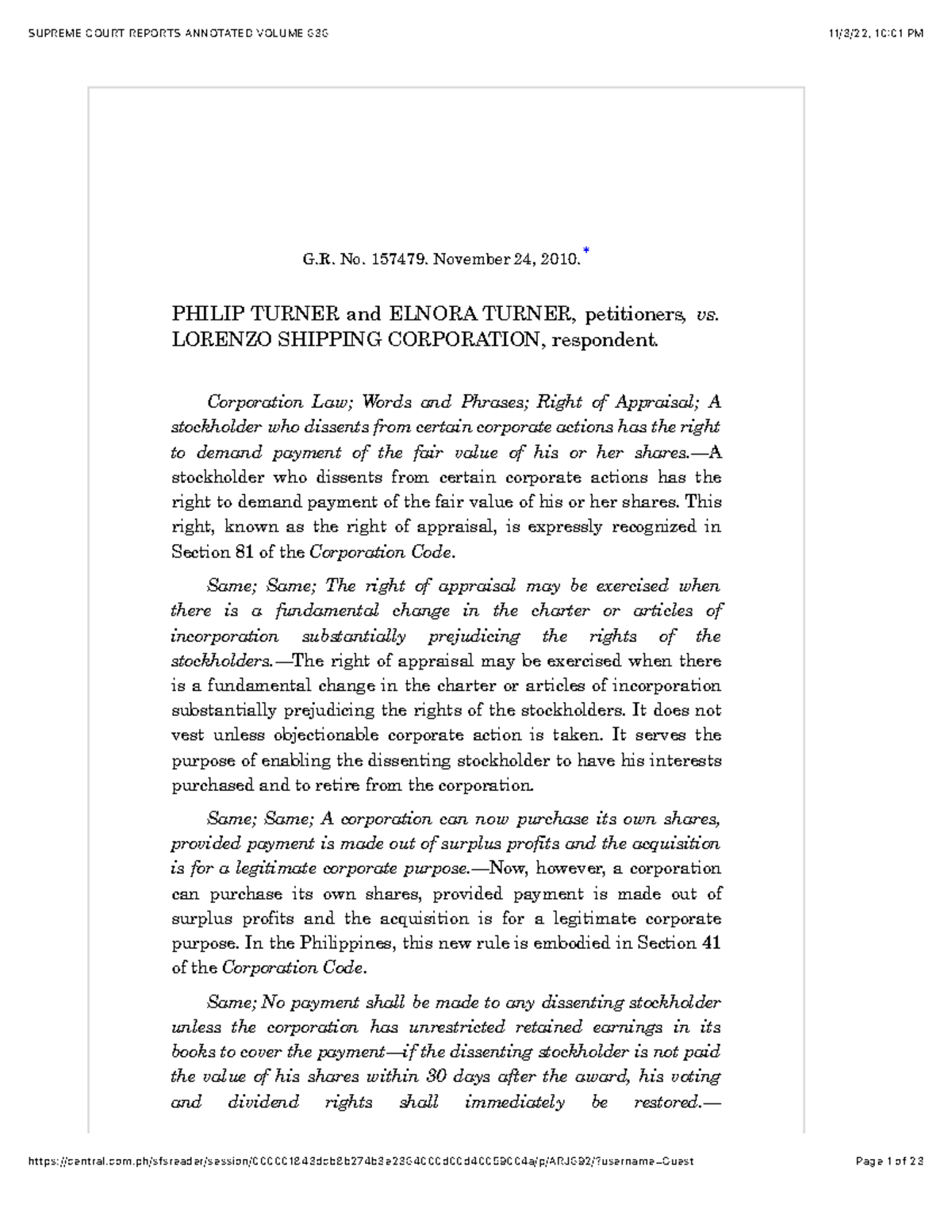 Philip Turner v. Lorenzo Shipping Corporation G G. No. 157479