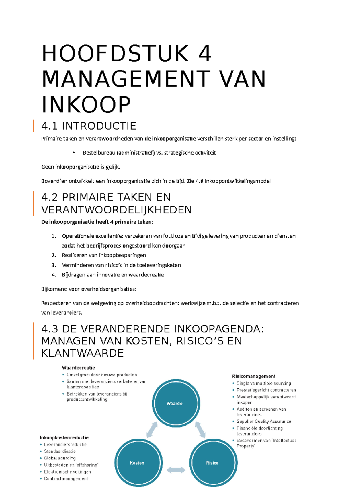 H4 - Hoofdstuk 4 - HOOFDSTUK 4 MANAGEMENT VAN INKOOP 4 INTRODUCTIE ...