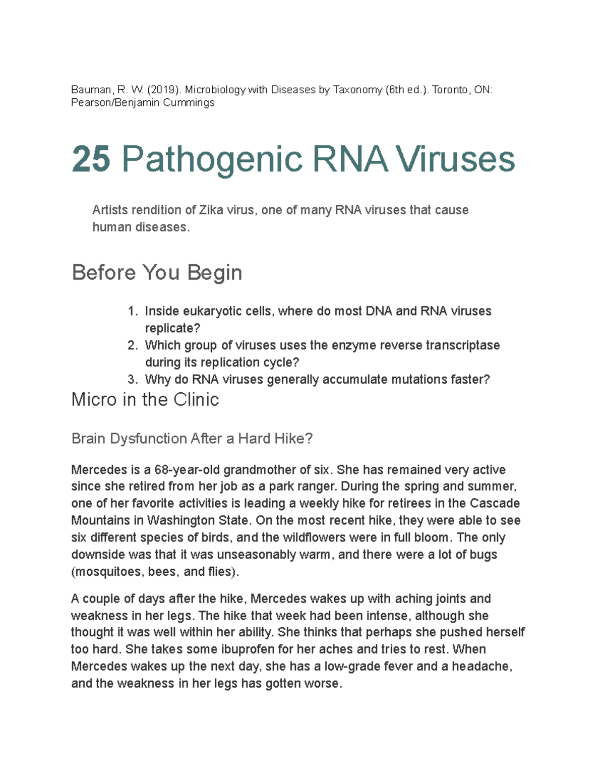 25 Pathogenic RNA Viruses - Bauman, R. W. (2019). Microbiology with ...