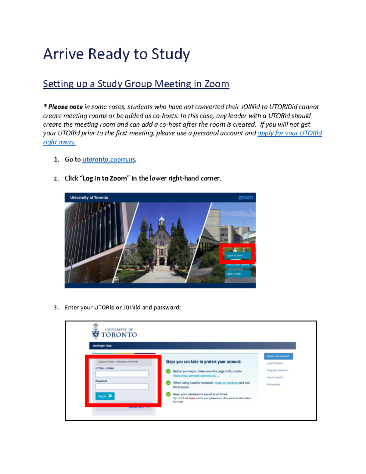 Setting up a Zoom Study Group Meeting Arrive Ready to Study Setting